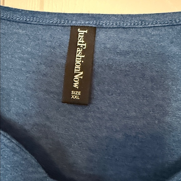 Women’s Blue Notch-Neck Short Sleeve Tee - Casual Essential - Picture 3 of 4